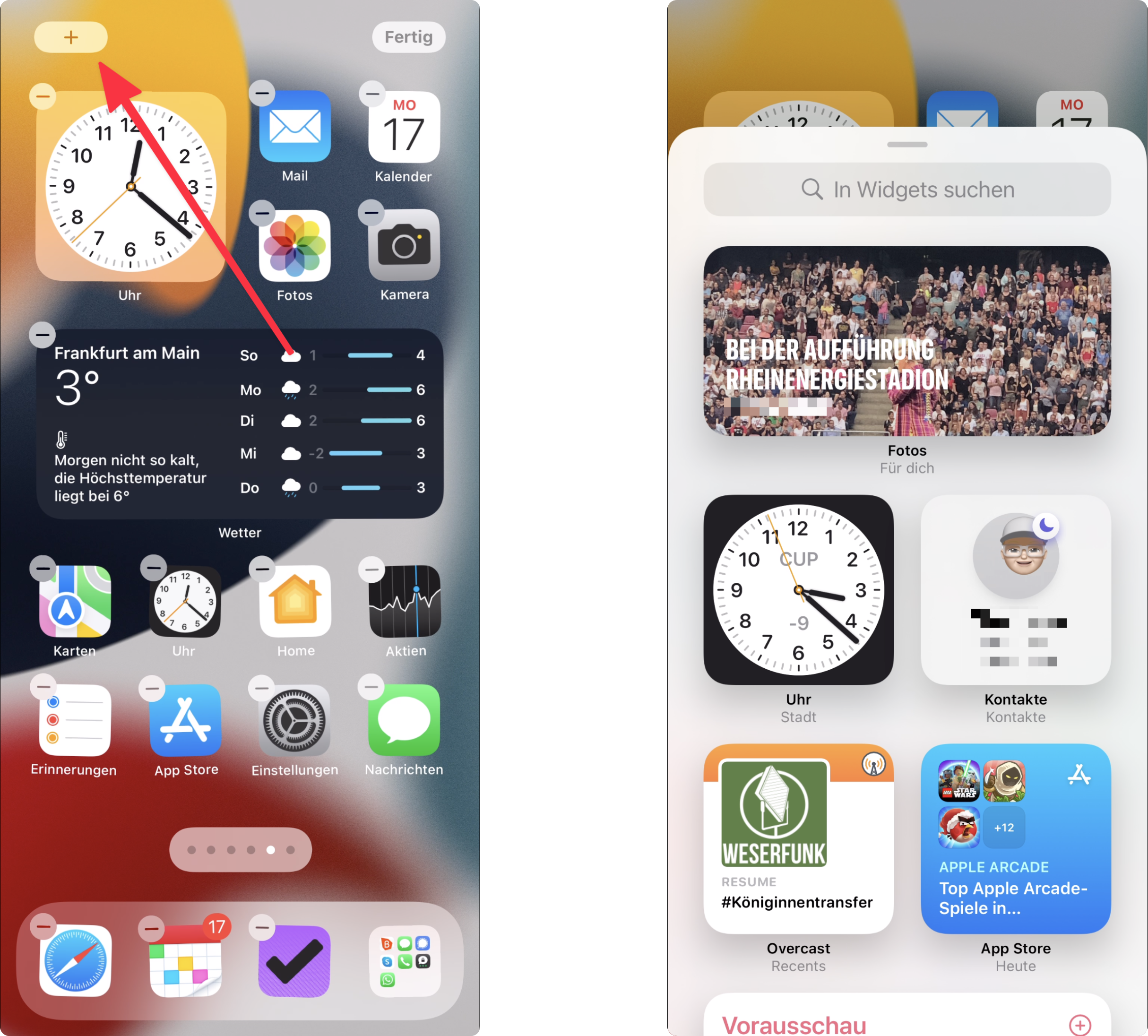 iPhone Widget hinzufügen via Home Bildschirm und Widget Galerie
